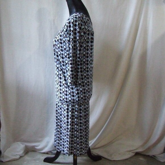 BCBGMaxAzria dress polka dot blue black brown medium pull over graphic dots - Picture 4 of 15